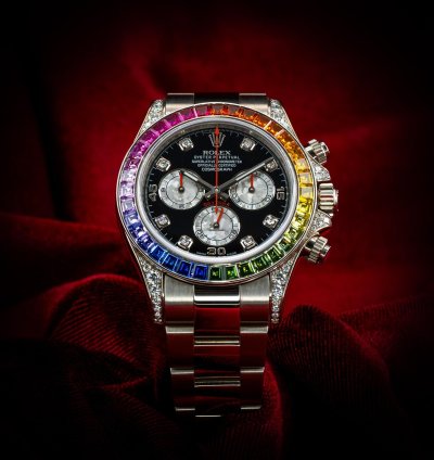 Rolex Daytona Cosmograph Daytona White Gold Rainbow Diamonds 116599rbow Box Papers