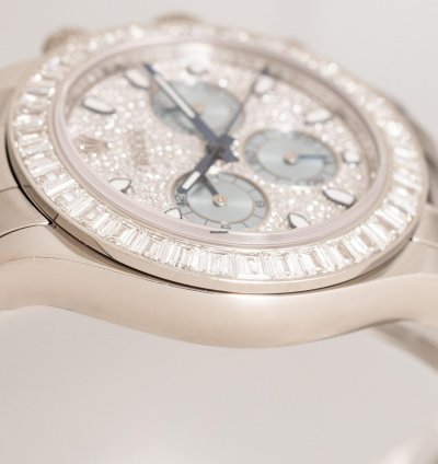 Rolex Daytona Cosmograph Ref 116576tbr 950 Platinum Diamond Setting On Bezel Dial Box Papers Bj-2015
