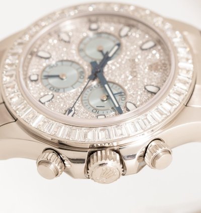 Rolex Daytona Cosmograph Ref 116576tbr 950 Platinum Diamond Setting On Bezel Dial Box Papers Bj-2015