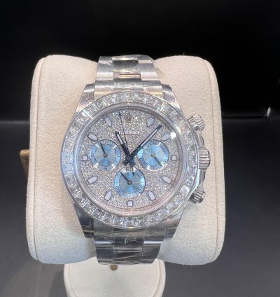 Rolex Daytona Diamond Pave Dial Baguette Diamond Bezel Full Platinum