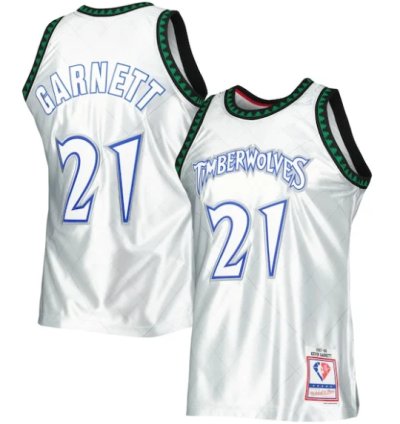 Kevin Garnett Minnesota Timberwolves 199798 Hardwood Classics 75th Anniversary Swingman Jersey - Platinum