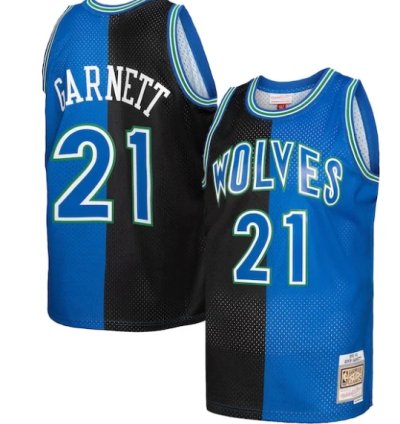 Kevin Garnett Minnesota Timberwolves Hardwood Classics 199596 Split Swingman Jersey - Blackblue