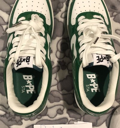 Bape Bapesta Low Green Patent Leather