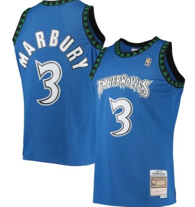Stephon Marbury Minnesota Timberwolves 199697 Hardwood Classics Swingman Jersey - Blue