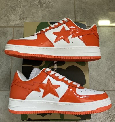 Bape Bapesta Patent Leather Orange White