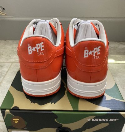 Bape Bapesta Patent Leather Orange White