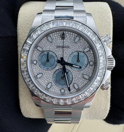 Rolex Daytona Pave Diamond Dial Bugguatte Diamond Bezel