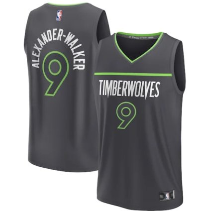 Nickeil Alexander-walker Minnesota Timberwolves Fast Break Player Jersey - Statement Edition - Black