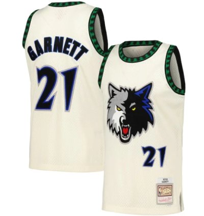 Kevin Garnett Minnesota Timberwolves Chainstitch Swingman Jersey - Cream