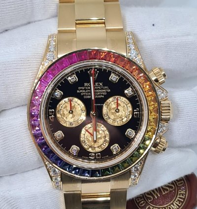 Rolex Daytona Rainbow 116598 Super Rare 100 Nos Full Set Full Stickers