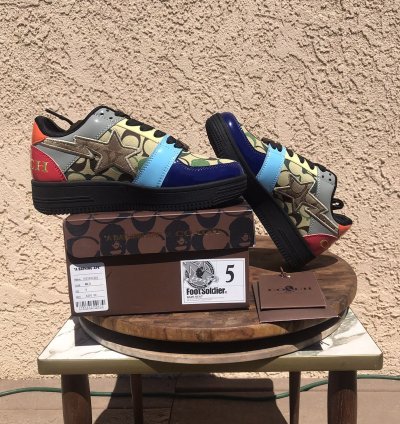 Bape Coach Rainbow Bapesta Size 5