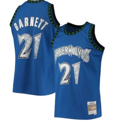 Kevin Garnett Minnesota Timberwolves 200304 Hardwood Classics Nba 75th Anniversary Diamond Swingman Jersey - Blue