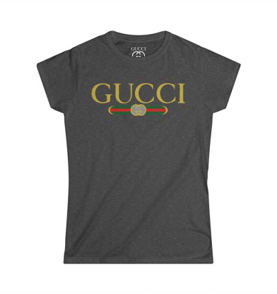 Gucci Gg Logo Women Charcoal T-shirt - Size Usa