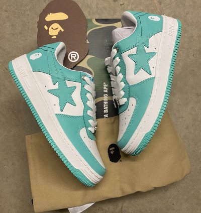 Bape Premium Leather Bapesta Green