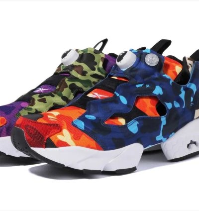 Bape Reebok Instapump Fury Multi Camo Running Sneaker