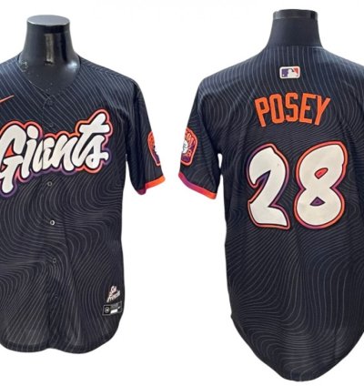 San Francisco Giants 28 Buster Posey Black 2025 City Connect Jersey
