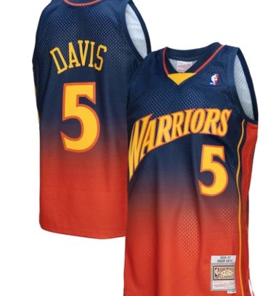 Baron Davis Golden State Warriors 200607 Hardwood Classics Fadeaway Swingman Player Jersey - Navyorange