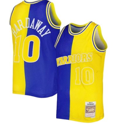 Tim Hardaway Golden State Warriors Hardwood Classics 199091 Split Swingman Jersey - Royalgold