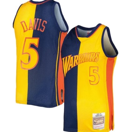 Baron Davis Golden State Warriors Hardwood Classics 200607 Split Swingman Jersey - Navygold