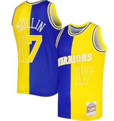 Chris Mullin Golden State Warriors Hardwood Classics 199394 Split Swingman Jersey - Royalgold