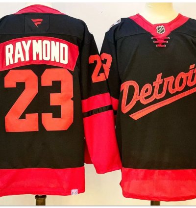 Lucas Raymond Jersey 23 Detroit Red Wings 2025 Stadium Series Stitched Black