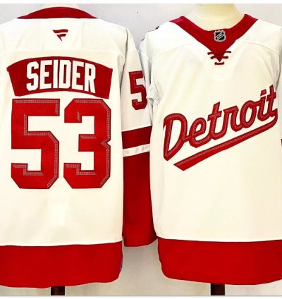 Moritz Seider Jersey 53 Detroit Red Wings 2025 Stadium Series Stitched White