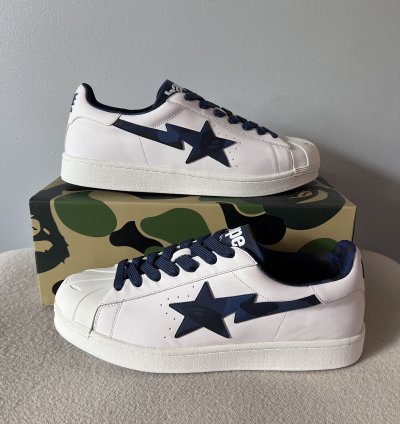 Bape Skull Sta Blue Camo Sneakers In White