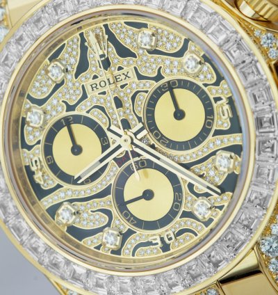 Rolex Daytona Yellow Gold Factory Diamond Eye Of The Tiger Watch 116598 Tbr