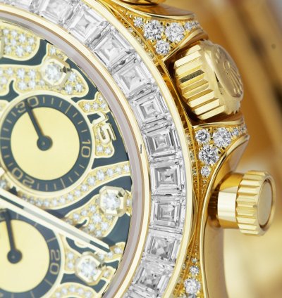 Rolex Daytona Yellow Gold Factory Diamond Eye Of The Tiger Watch 116598 Tbr