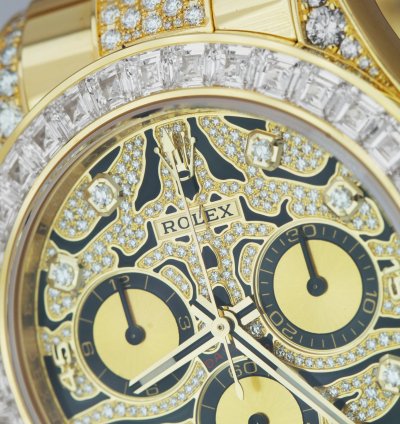 Rolex Daytona Yellow Gold Factory Diamond Eye Of The Tiger Watch 116598 Tbr