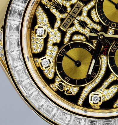 Rolex Daytona Yellow Gold Factory Diamond Eye Of The Tiger Watch 116598 Tbr