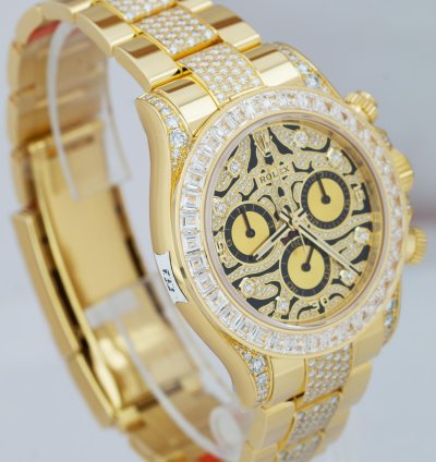 Rolex Daytona Yellow Gold Factory Diamond Eye Of The Tiger Watch 116598 Tbr