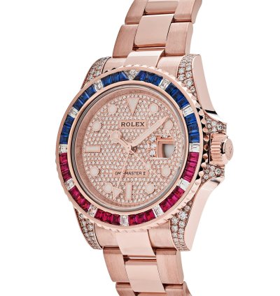 Rolex Gmt-master Ii 126755saru Rose Gold Sapphire And Ruby