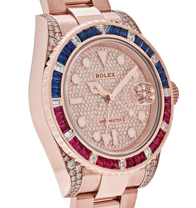Rolex Gmt-master Ii 126755saru Rose Gold Sapphire And Ruby