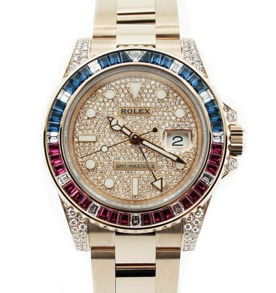 Rolex Gmt-master Ii Pave Dial 18k Rose Gold 126755saru - Ats-w008100