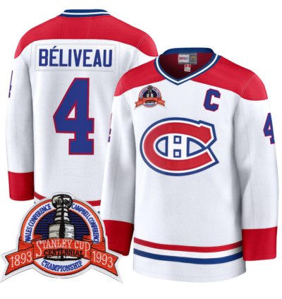 Jean Béliveau Jersey 4 Montreal Canadiens Timeless Premium Stitched 1993 Final