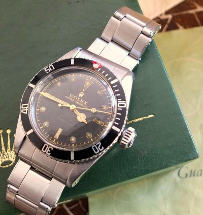 Rolex Submariner no Date Radium 6538 4 Line Big Crown Gilt Radium Zifferblatt Aus 1956