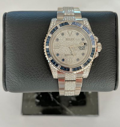 Rolex Submariner Date Exklusiv 18k Wei Gold Mit Diamanten full Set