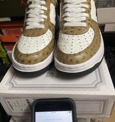 Bape Sta 2010 Ostrich Brown White Leather 8 5us