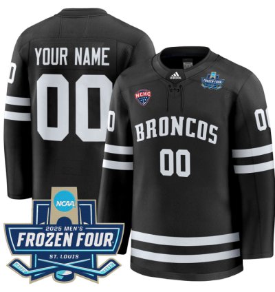 Custom Western Michigan Broncos Jersey 2025 Frozen Four Patch Stitched Black