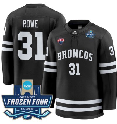 Cameron Rowe Jersey 31 Western Michigan Broncos 2025 Frozen Four Patch Stitched Black