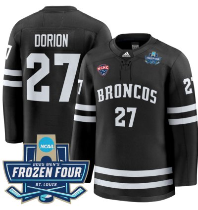 Dan Dorion Jersey 27 Western Michigan Broncos 2025 Frozen Four Patch Stitched Black