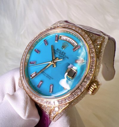 Rolex Day-date 36 2024 New Day-date 36mm Turquoise Baguette Pink Sapphire
