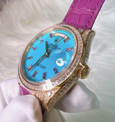 Rolex Day-date 36 2024 New Day-date 36mm Turquoise Baguette Pink Sapphire