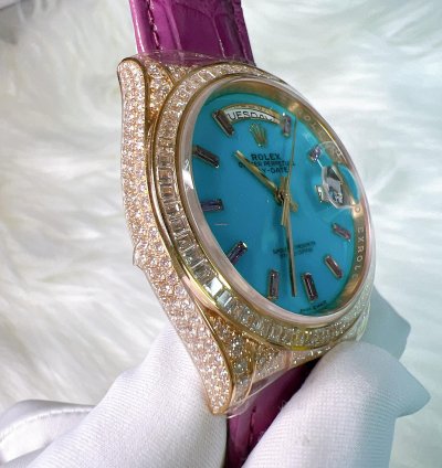 Rolex Day-date 36 2024 New Day-date 36mm Turquoise Baguette Pink Sapphire