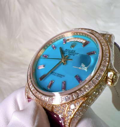 Rolex Day-date 36 2024 New Day-date 36mm Turquoise Baguette Pink Sapphire