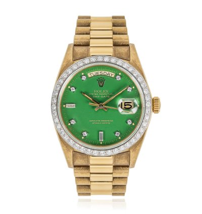 Rolex Day-date 36 Nos Rare Green Stella Dial Diamond Set 18048