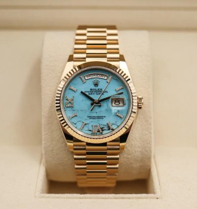 Rolex Day-date 36 Rkis 2024 Neu Full Set Turquoise Diamond Dial