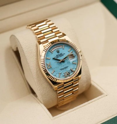 Rolex Day-date 36 Rkis 2024 Neu Full Set Turquoise Diamond Dial