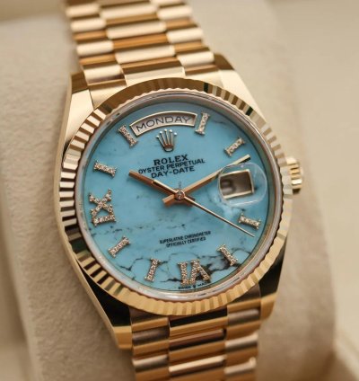 Rolex Day-date 36 Rkis 2024 Neu Full Set Turquoise Diamond Dial
